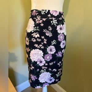Ann Taylor Pencil Skirt - flowers, navy and lilac